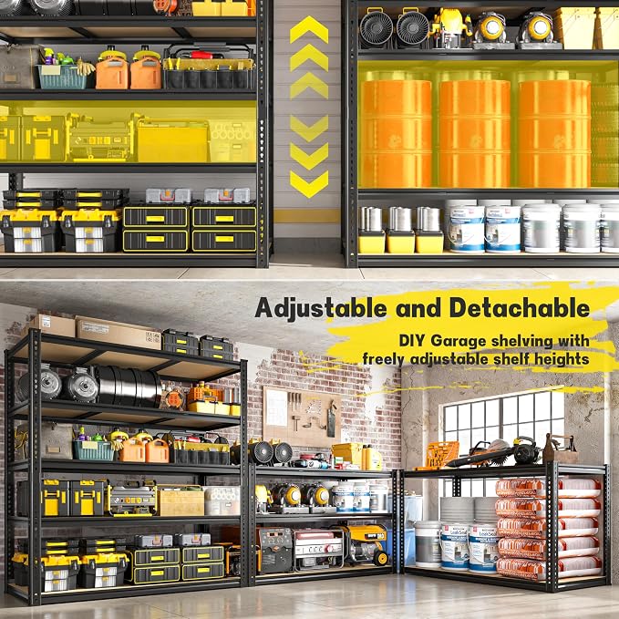 48" W Garage Shelving Heavy Duty 3200LBS Garage Storage Shelving, 5 Tier - Image 4