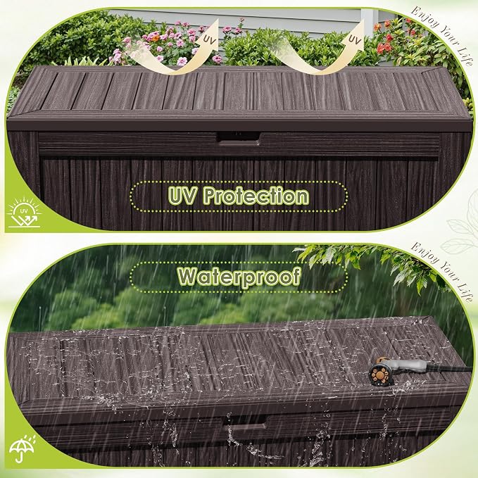 Devoko 125 Gallon Outdoor Storage Box, Waterproof Resin Deck Box - Image 5