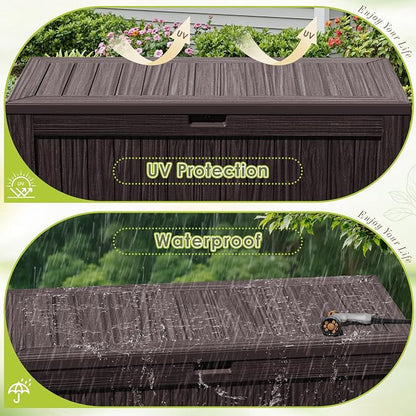 Devoko 125 Gallon Outdoor Storage Box, Waterproof Resin Deck Box - Image 5