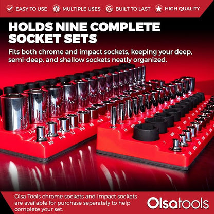 Olsa Tools Magnetic Socket Organizer | 6pc Socket Holder Kit | 1/2-Inch - Image 2