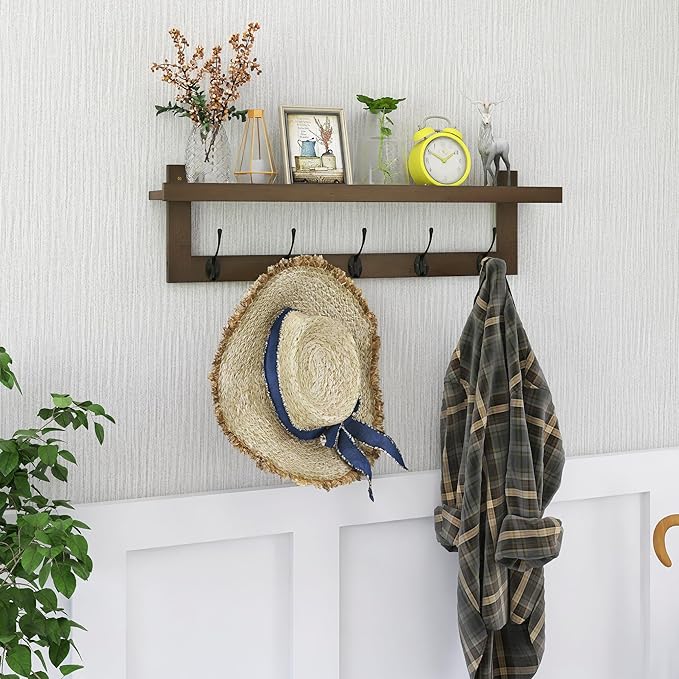 SMIBUY Coat Hooks with Shelf Wall-Mounted, 29.2 Inch Entryway Coat Rack - Image 2
