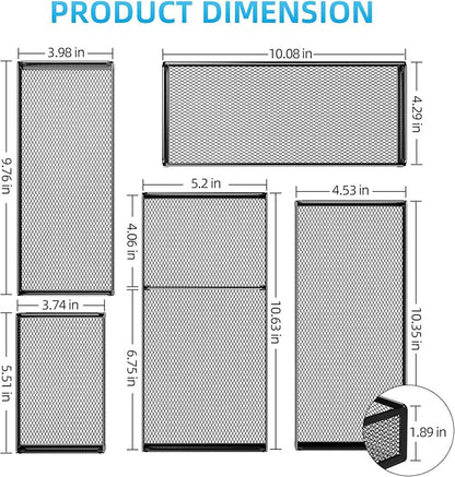 Marbrasse 5 Pack Desk Drawer Organizer Set, Mesh Drawer Storage Trays - Image 2