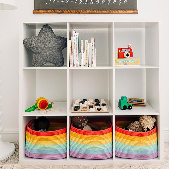 OrganiHaus Set of 3 Rainbow Woven Storage Baskets - Image 4