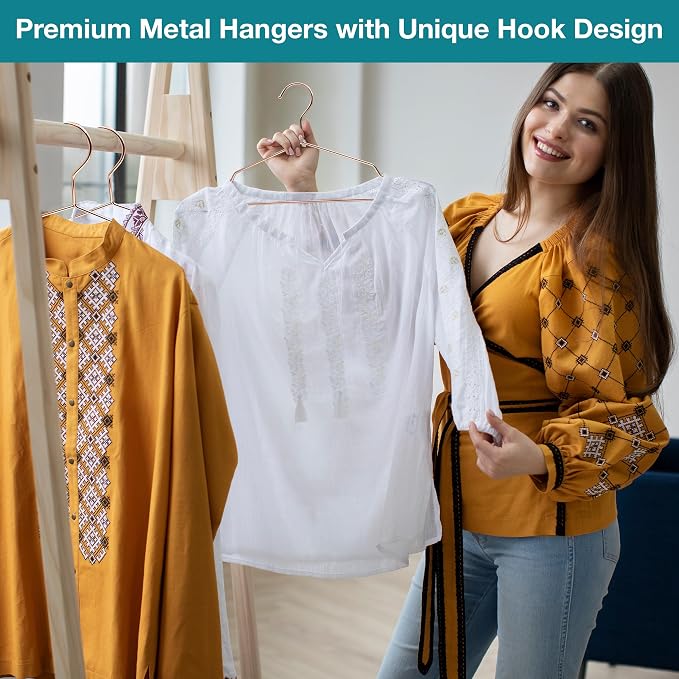 Rose Gold Metal Hangers, Heavy Duty Clothes Hangers - Image 8