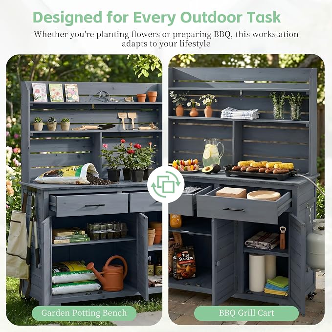 65''H Large Garden Potting Bench, - Image 6