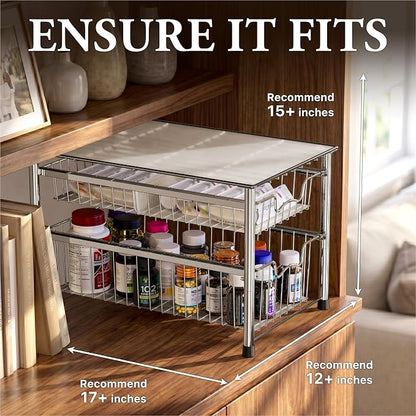 Simple Houseware Stackable 2 Tier Sliding Basket Organizer Drawer - Image 3