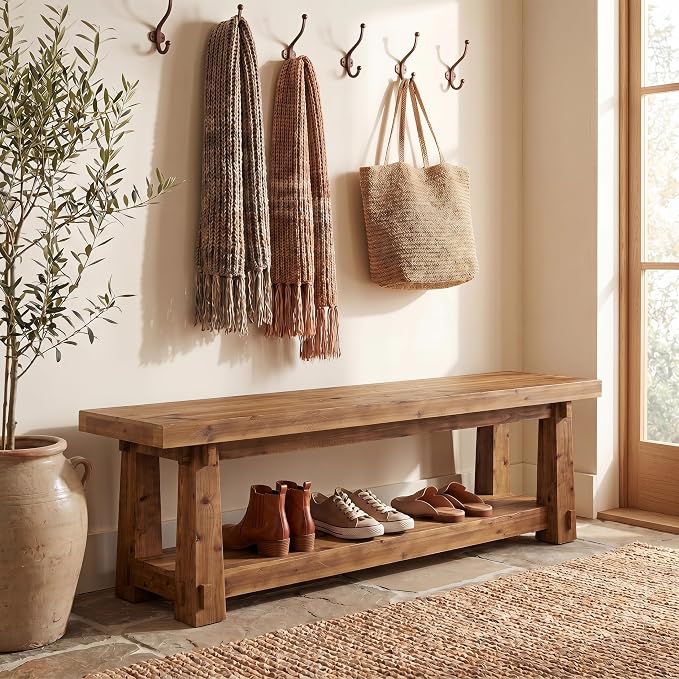 55'' Solid Wood Entryway Bench by TribewoodbyTribesigns