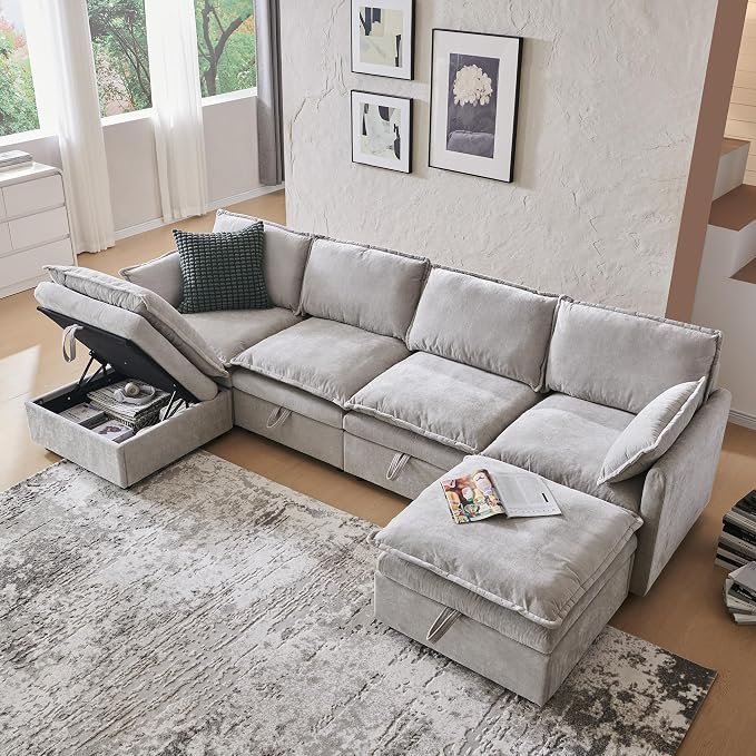 116.54" Sectional Couches for Living Room, Cloud Couch Sectional by wow97EnrichYourLivingspace