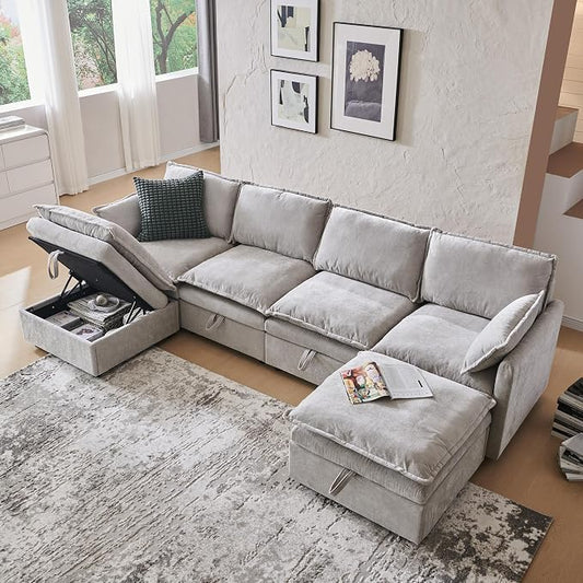 116.54" Sectional Couches for Living Room, Cloud Couch Sectional by wow97EnrichYourLivingspace