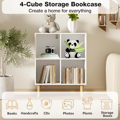 4 Cube Bookcase, Wooden Book Shelf Cube Storage Organizer - Image 5