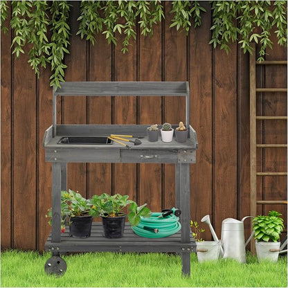 Wooden Potting Bench Outdoor Work Table - Image 2