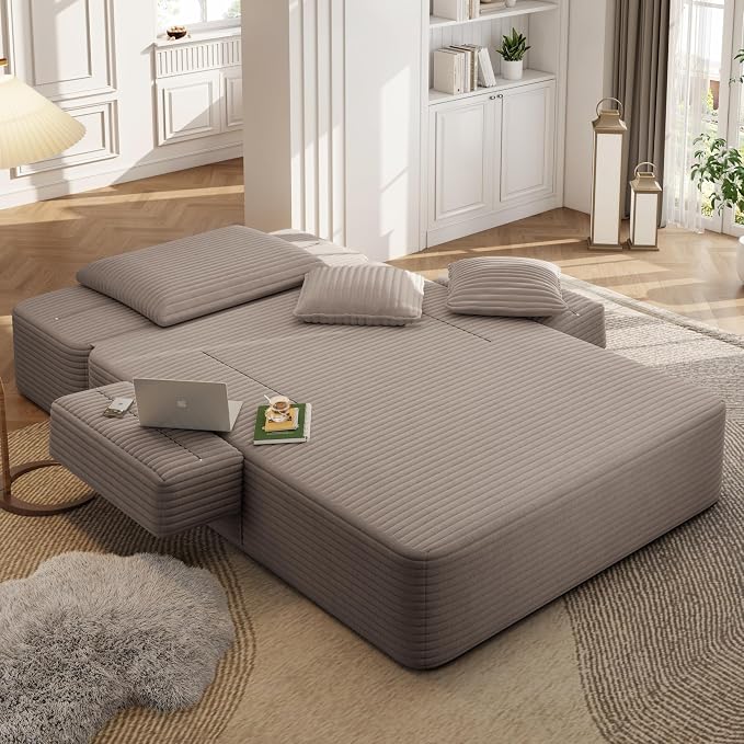 2-in-1 Convertible Chaise Lounge Indoor, 60.2" Corduroy Upholstered Chaise - Image 7
