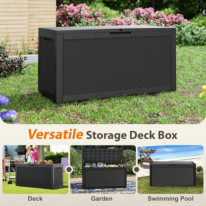 100 Gallon Outdoor Storage Box Waterproof, Resin Deck Box Doubles as 2-Person - Image 6