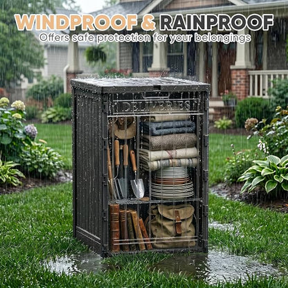 EasyUp 56 Gallon Deck Boxes Outdoor Waterproof, Resin Outside Storage Box - Image 2