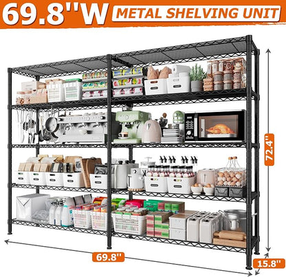 REIBII 1600LBS Storage Shelves 69.8''W Metal Shelving 5 Tier Wire Shelving Unit - Image 2