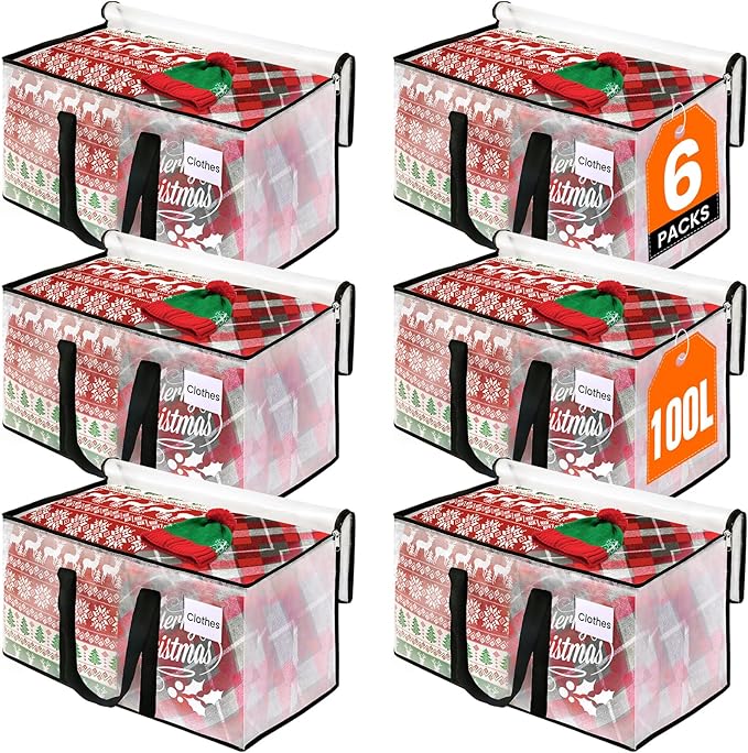 RoomHacks Clear Heavy Duty Extra Large Storage Bags, Reinforced Handles and by RoomHacks