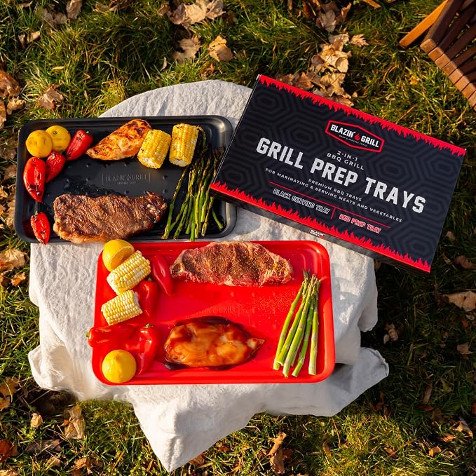 BLAZIN' GRILL Prep and Serve Trays | Set of 2 Stackable, Melamine Trays | - Image 9