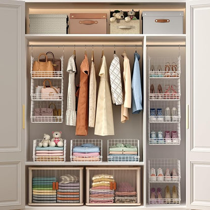X-cosrack 4 Tier Closet Hanging Organizer, Foldable Closet Shelving - Image 5
