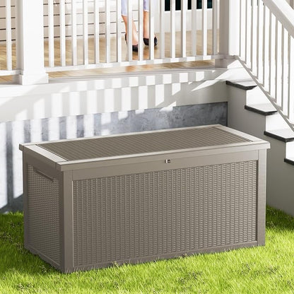 320 Gallon Outdoor Storage Box Waterproof Lockable Resin Deck Box Large - Image 2