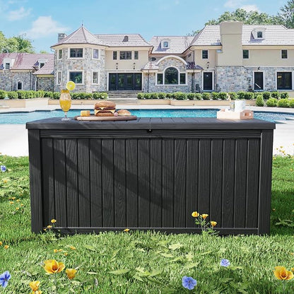 200 Gallon Outdoor Storage Box Waterproof Lockable Resin Deck Box Large - Image 4