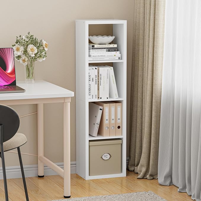 Cube Storage Organizer Bookcase, Small 4 Tier 11 inch Open Back Cubical Shelf - Image 2