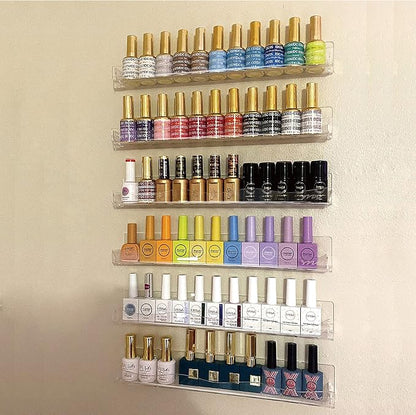 YMVV Clear Acrylic Nail Polish Rack Wall Mounted Shelf, 6 Pack Organizer - Image 6