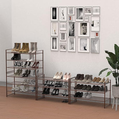 Simple Houseware 3-Tier Stackable Metal Panel Shoes Rack - Image 2