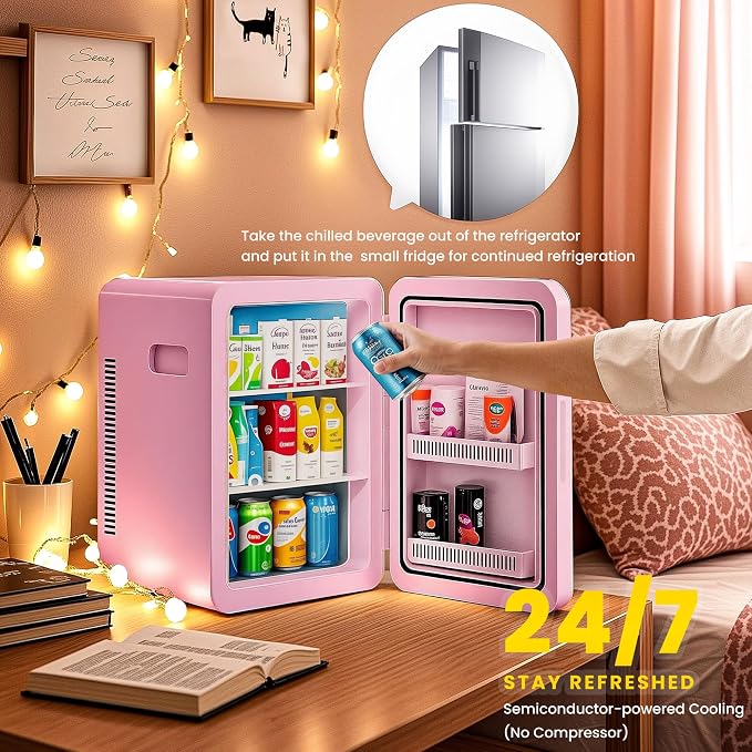 22L/30Cans Mini Fridge for Bedroom, 12v DC Portable Cooler & Warmer, Mini - Image 5