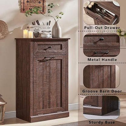 Tilt Out Trash Can Cabinet, 10 Gallon Farmhouse Laundry Hamper Cabinet - Image 3