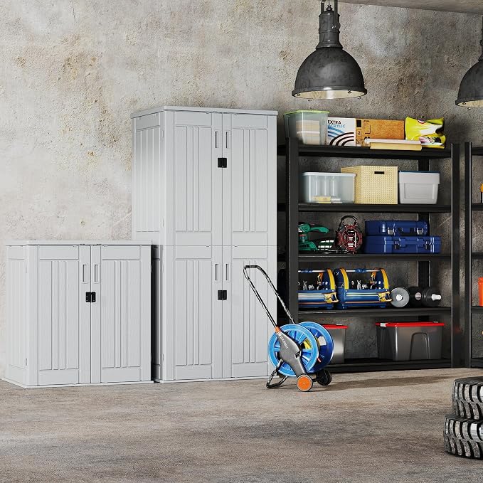 EHHLY Heavy Duty Tall Storage Cabinet Outdoor Weatherproof, 28 Cuft Garage - Image 7