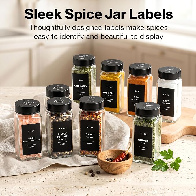 Minimalist Spice Jar Labels Self-Adhesive - Image 2
