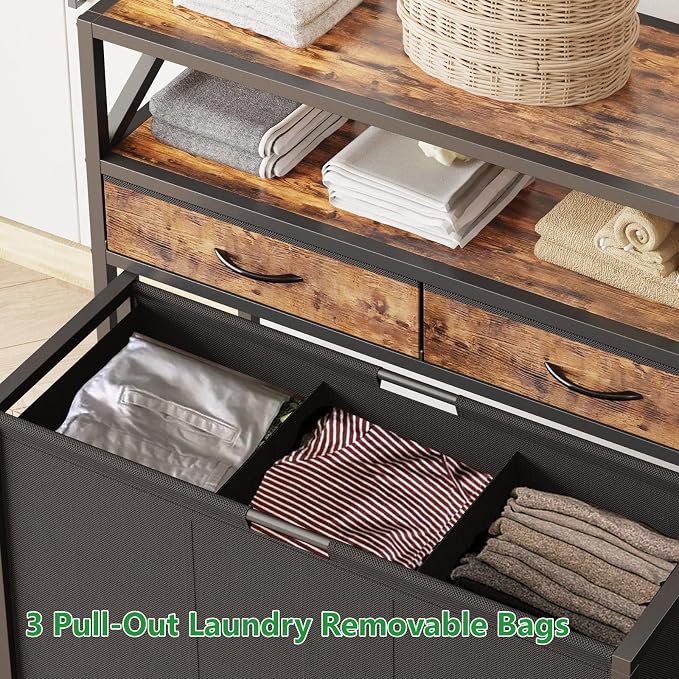 Laundry Hamper 3 Section, 150L Rolling Laundry Sorter Basket - Image 5
