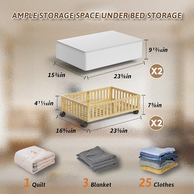 Bamboo Under Bed Storage Containers - Image 2