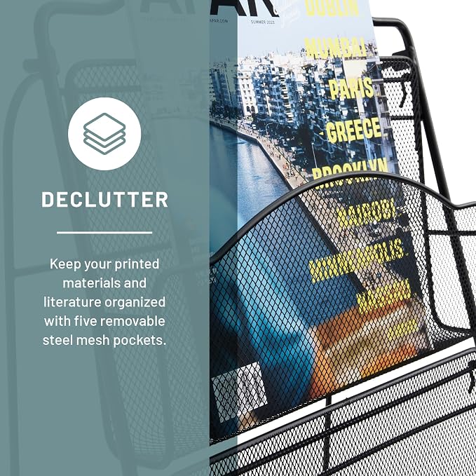 Safco Onyx Mesh Magazine Holder, Ladder Style Display Rack - Image 4