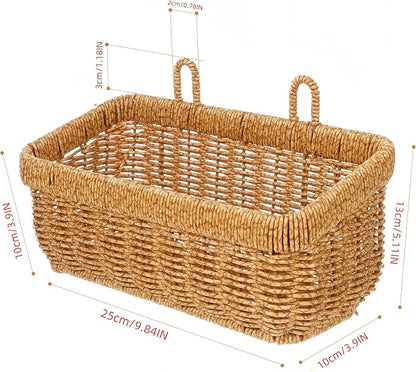 11 inches Wall Hanging Baskets Woven Basket Boho Style Fruit Basket Storage - Image 2