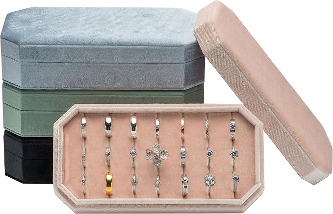 Velvet Ring Organizer Display Tray Jewelry Box Earring Holder Case - Image 7