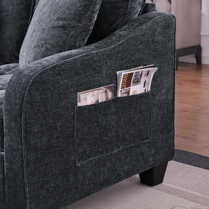 ERYE Chenille Tufted Loveseat Sofa and Ottoman Set, Tufted Recliner Sleeper - Image 7