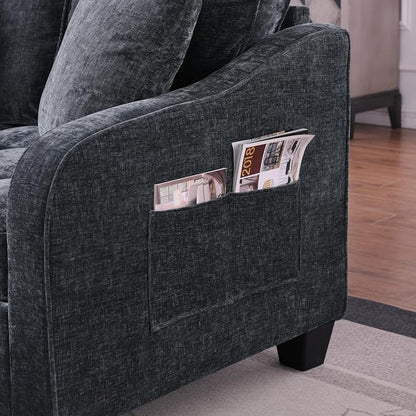ERYE Chenille Tufted Loveseat Sofa and Ottoman Set, Tufted Recliner Sleeper - Image 7