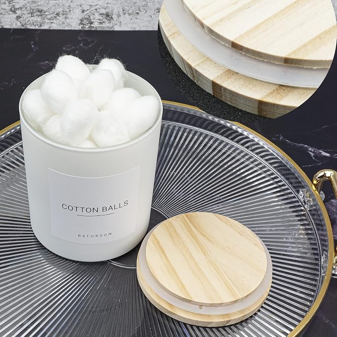 3PCS Farmhouse 13.53oz White Bathroom Canisters - Image 5