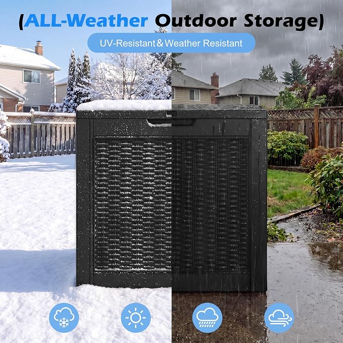 31 Gallon Outdoor Storage Box, Waterproof Resin Deck Box - Image 4