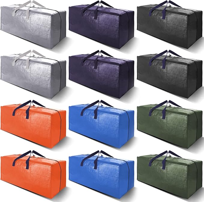 12 Pack Heavy Duty Extra Large Moving Bags W/Backpack Straps by VELVETSURE
