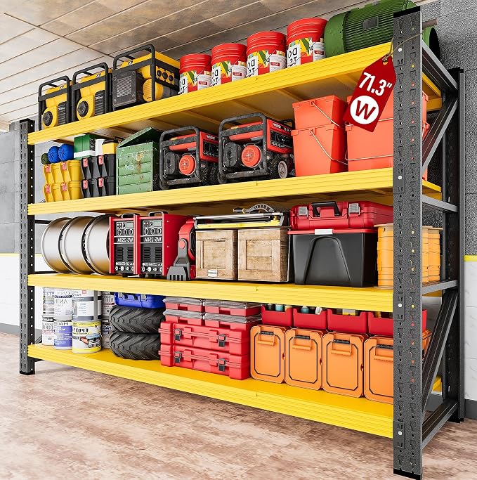 71.3" Wide Heavy Duty Garage Shelving Units, 5000LBS Deep Storage Shelves by SISESOL