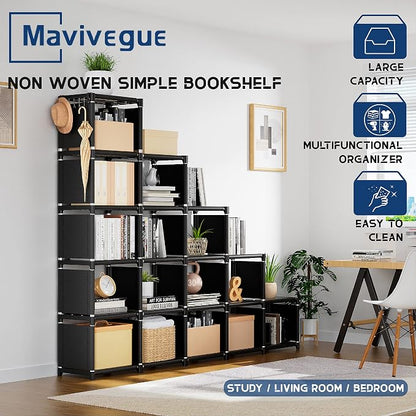 Mavivegue Bookshelf, 16 Cube Storage Organizer, Book Shelf Organizer, Tall - Image 10