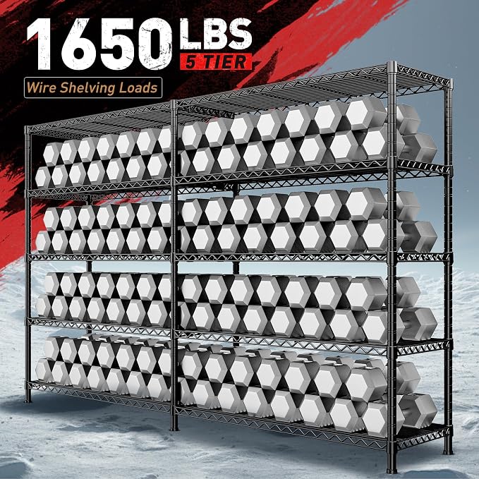 REIBII 73''W Storage Shelves Load 1650 LBS Metal Shelving 5-Tier Adjustable - Image 6