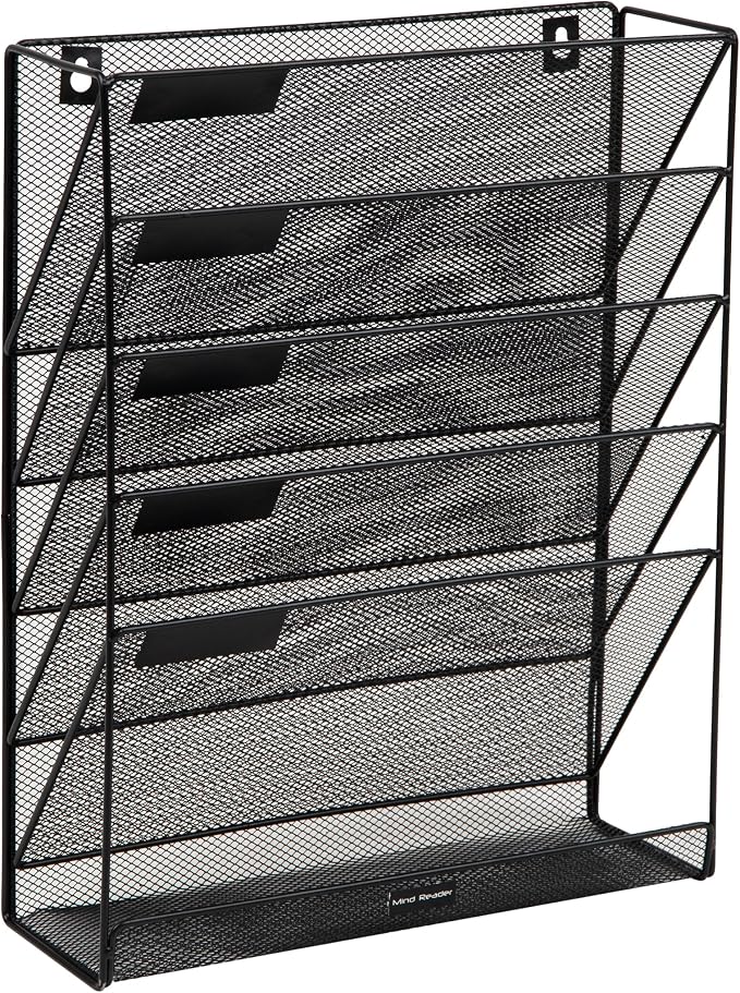 Mind Reader 5-Tier Vertical File Storage, Desktop Organizer, Wall Mount - Image 7