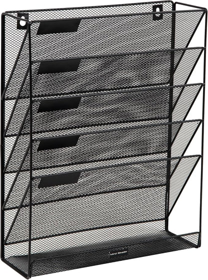 Mind Reader 5-Tier Vertical File Storage, Desktop Organizer, Wall Mount - Image 7