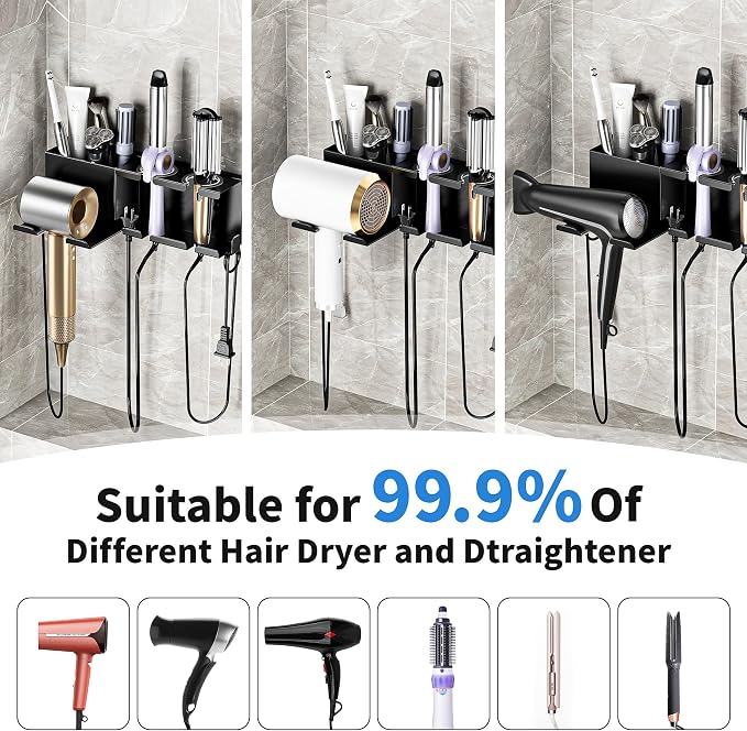Hair Dryer Holder, Hair Tool Organizer, Blow Dryer Hanger Wall Mount - Image 7