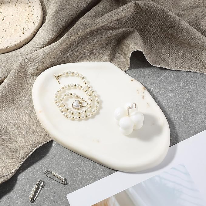 Koville Luxurious White Marble Vanity Tray, Cloud Shape Serving Stone Key Tray - Image 5
