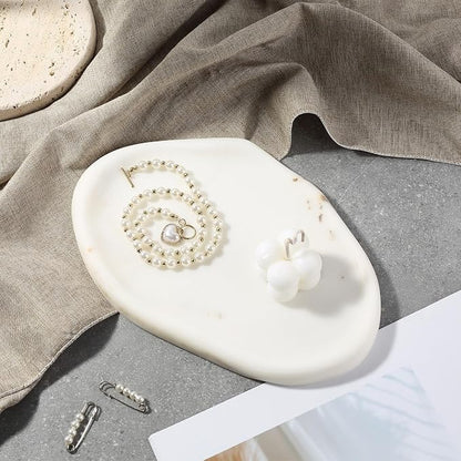 Koville Luxurious White Marble Vanity Tray, Cloud Shape Serving Stone Key Tray - Image 5