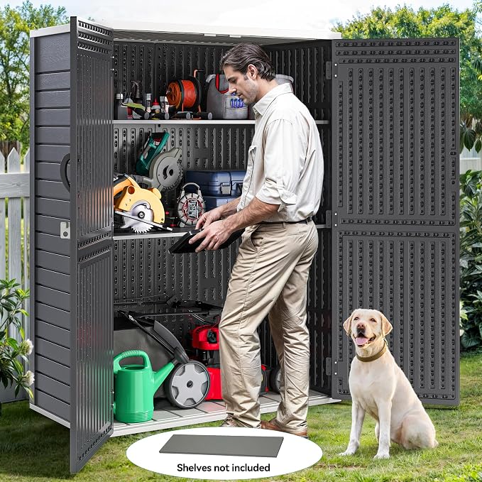 YITAHOME 59 cuft Vertical Outdoor Storage Shed w/o Shelf, 5.6 x 2.3 ft Lockable - Image 6